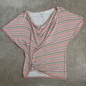 Studio M Vibrant Striped Short Sleeve Top